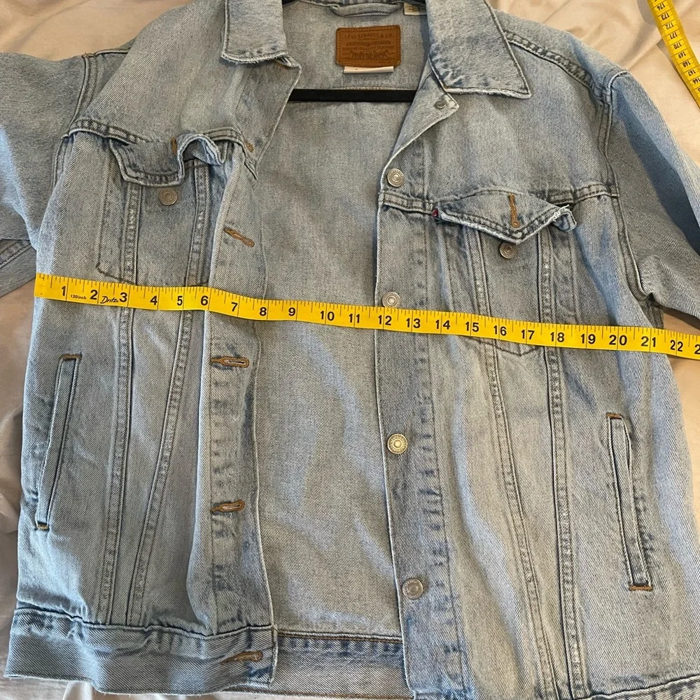 Levi's Premium Light Blue Denim Jacket Button Front Point Collar Men's - Picture 3 of 4